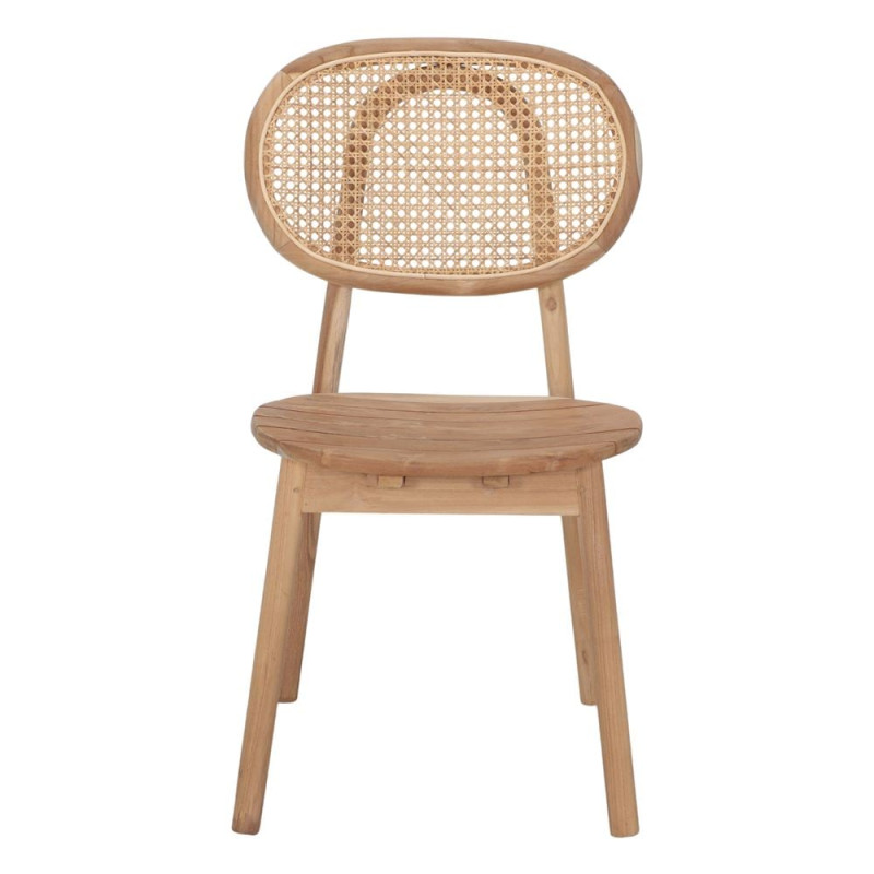 Chaise vintage en teck massif naturel et cannage 47x58x90 cm Melil  - 2