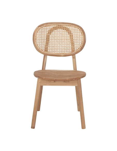 Chaise vintage en teck massif naturel et cannage 47x58x90 cm Melil  - 2