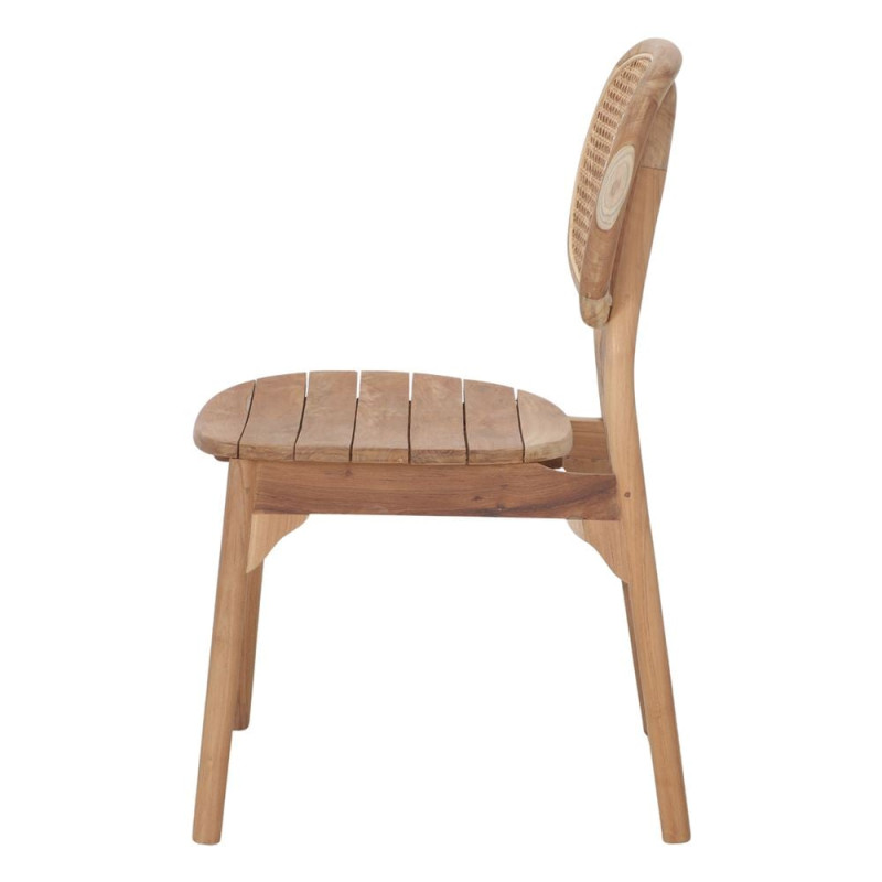 Chaise vintage en teck massif naturel et cannage 47x58x90 cm Melil  - 3