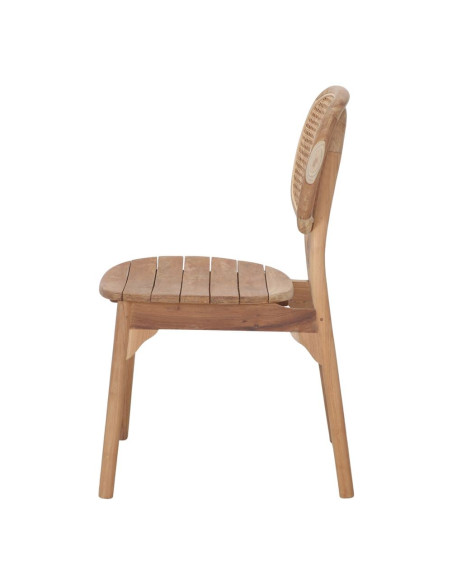 Chaise vintage en teck massif naturel et cannage 47x58x90 cm Melil  - 3
