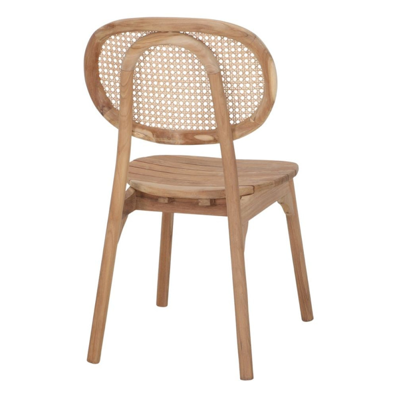Chaise vintage en teck massif naturel et cannage 47x58x90 cm Melil  - 4