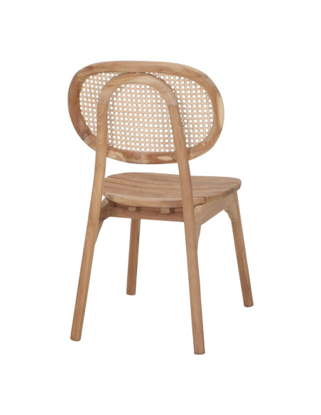 Chaise vintage en teck massif naturel et cannage 47x58x90 cm Melil  - 4