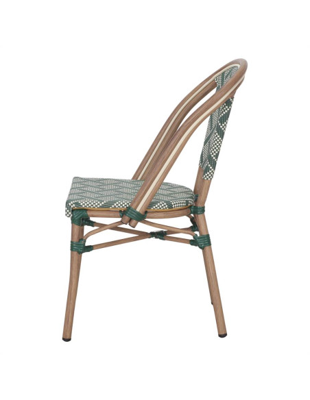 Chaise bistrot jardin en rotin synthétique vert et blanc 47x53x88 cm Ponae  - 3