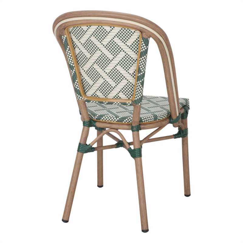 Chaise bistrot jardin en rotin synthétique vert et blanc 47x53x88 cm Ponae  - 5