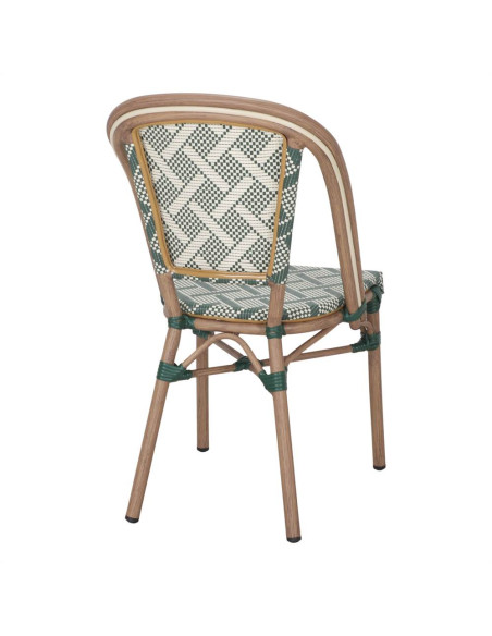 Chaise bistrot jardin en rotin synthétique vert et blanc 47x53x88 cm Ponae  - 5