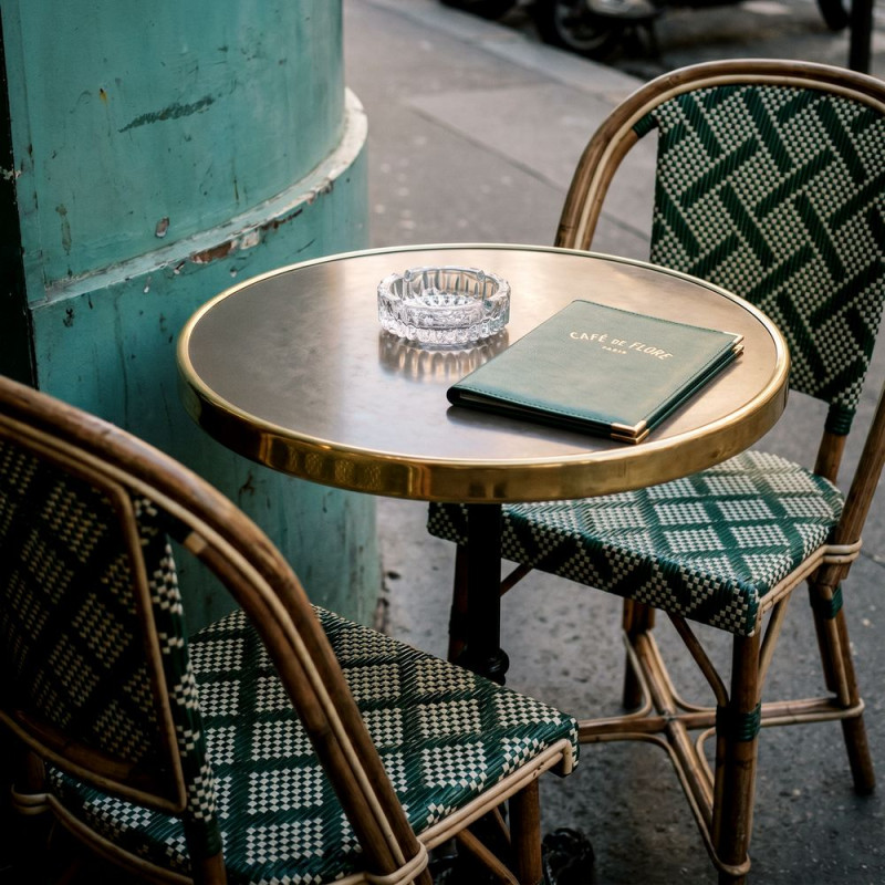 Chaise bistrot jardin en rotin synthétique vert et blanc 47x53x88 cm Ponae  - 7