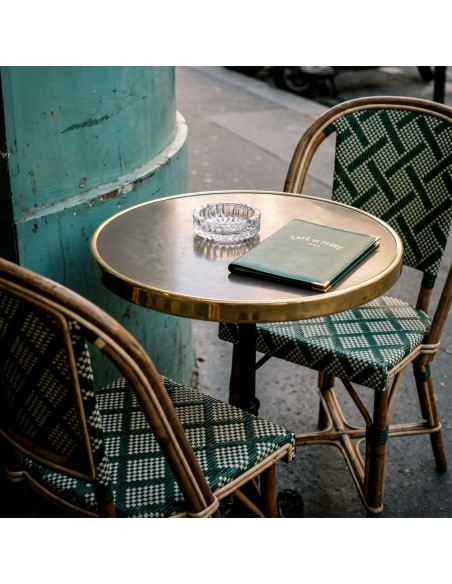 Chaise bistrot jardin en rotin synthétique vert et blanc 47x53x88 cm Ponae  - 7