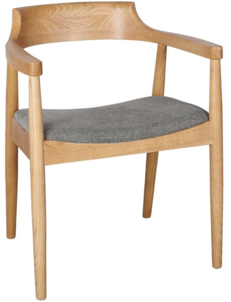 Chaise avec accoudoirs orme massif tissu gris vert 59x54x75 cm Jemua  - 1