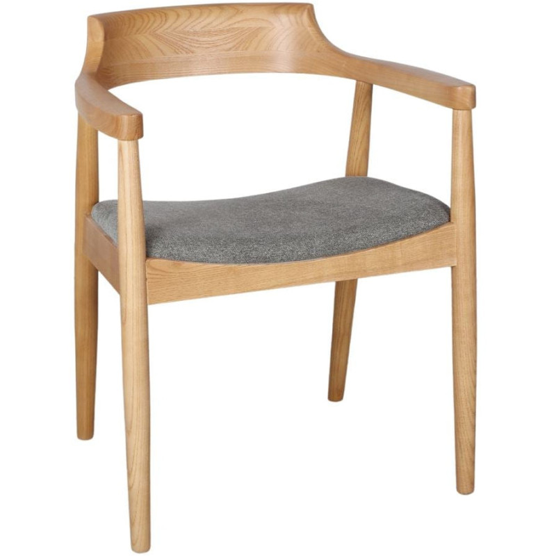 Chaise avec accoudoirs orme massif tissu gris vert 59x54x75 cm Jemua  - 1