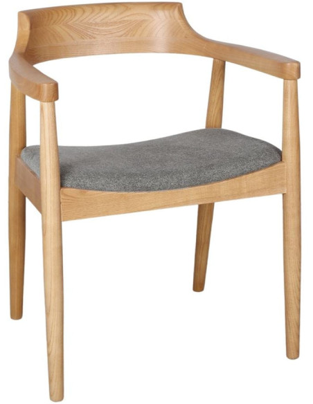 Chaise avec accoudoirs orme massif tissu gris vert 59x54x75 cm Jemua  - 1