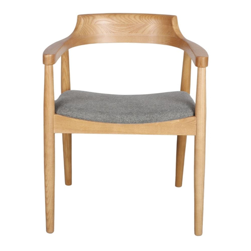Chaise avec accoudoirs orme massif tissu gris vert 59x54x75 cm Jemua  - 2