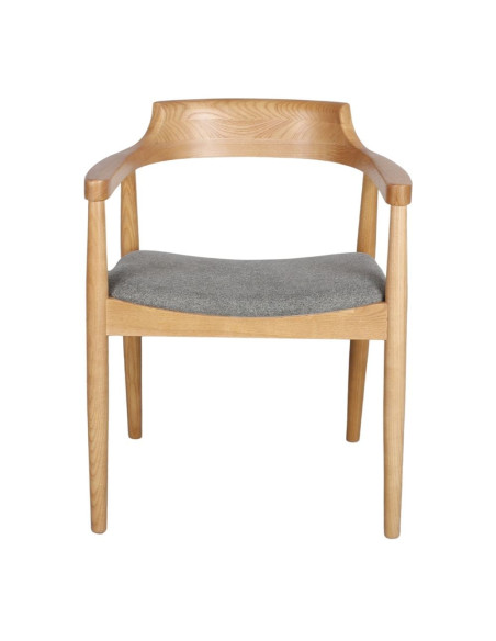 Chaise avec accoudoirs orme massif tissu gris vert 59x54x75 cm Jemua  - 2