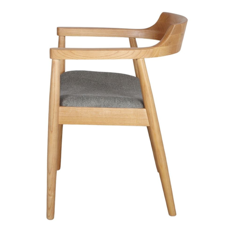 Chaise avec accoudoirs orme massif tissu gris vert 59x54x75 cm Jemua  - 3
