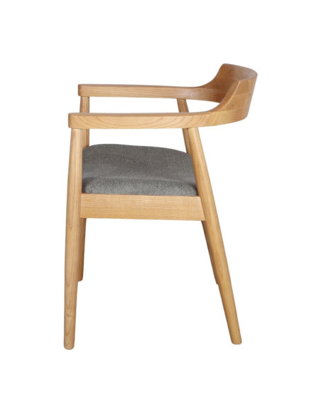 Chaise avec accoudoirs orme massif tissu gris vert 59x54x75 cm Jemua  - 3