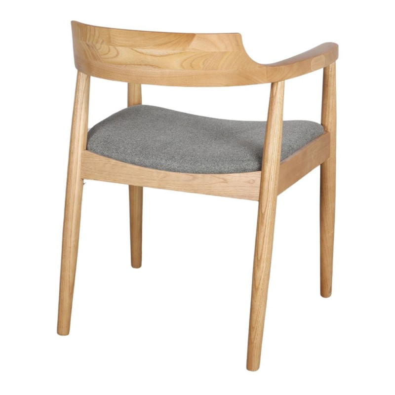 Chaise avec accoudoirs orme massif tissu gris vert 59x54x75 cm Jemua  - 4