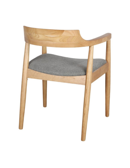 Chaise avec accoudoirs orme massif tissu gris vert 59x54x75 cm Jemua  - 4