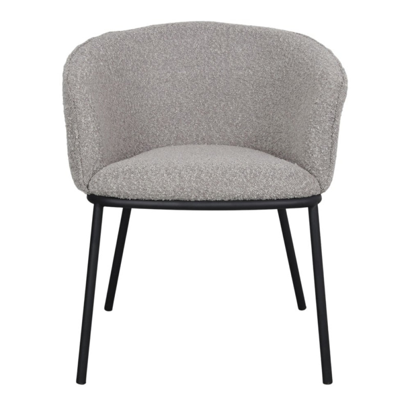 Fauteuil de table tissu bouclette gris clair métal noir 54x63x74 cm Pivia  - 2