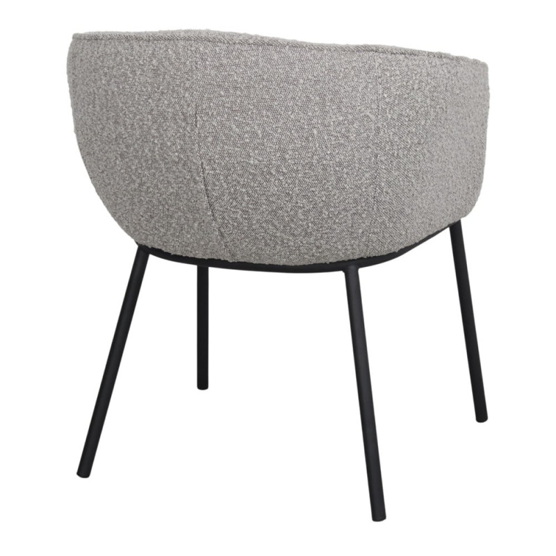 Fauteuil de table tissu bouclette gris clair métal noir 54x63x74 cm Pivia  - 4
