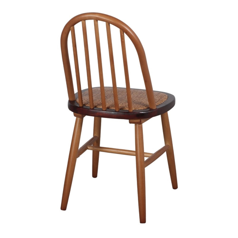 Chaise Windsor en orme massif naturel et rotin 45x49x87 cm Votoa  - 5