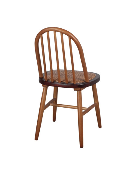 Chaise Windsor en orme massif naturel et rotin 45x49x87 cm Votoa  - 5