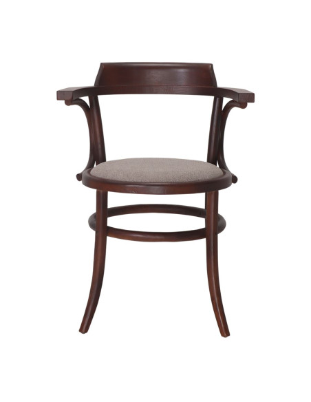 Fauteuil bistrot orme massif tissu taupe 60x52x78 cm Finua  - 3