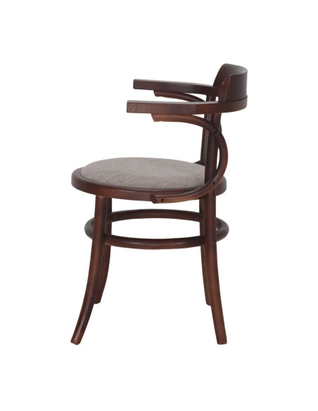 Fauteuil bistrot orme massif tissu taupe 60x52x78 cm Finua  - 4