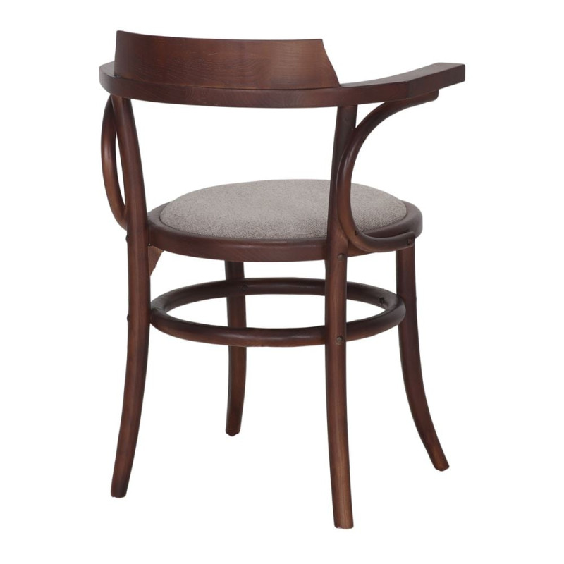 Fauteuil bistrot orme massif tissu taupe 60x52x78 cm Finua  - 5