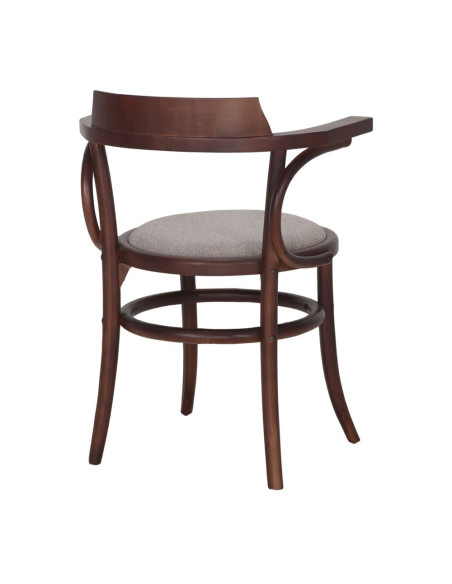 Fauteuil bistrot orme massif tissu taupe 60x52x78 cm Finua  - 5
