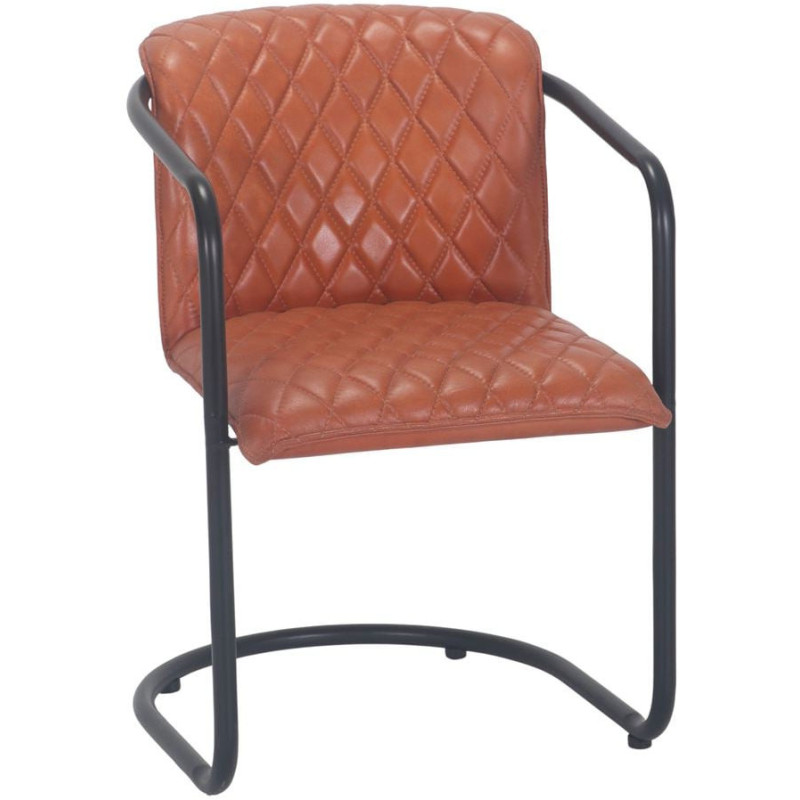Chaise cantilever industrielle cognac métal noir 53x66x81 cm Mapeu  - 1