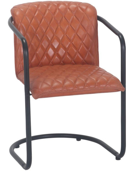 Chaise cantilever industrielle cognac métal noir 53x66x81 cm Mapeu  - 1