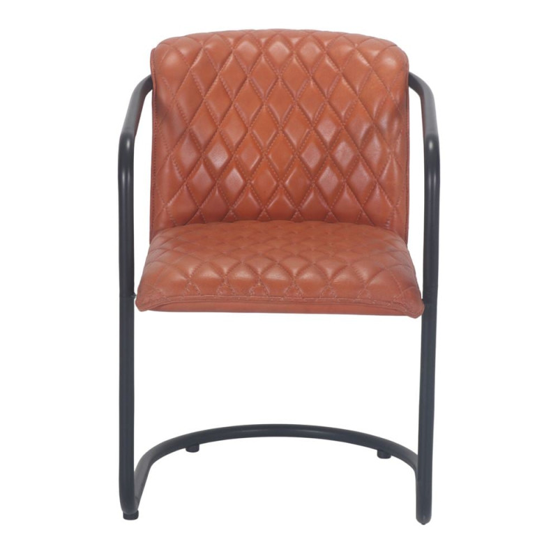 Chaise cantilever industrielle cognac métal noir 53x66x81 cm Mapeu  - 2