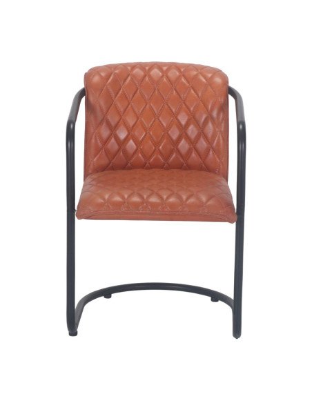 Chaise cantilever industrielle cognac métal noir 53x66x81 cm Mapeu  - 2