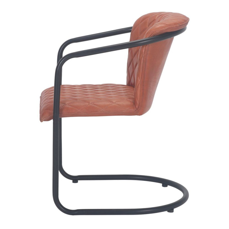 Chaise cantilever industrielle cognac métal noir 53x66x81 cm Mapeu  - 3