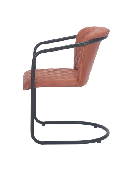 Chaise cantilever industrielle cognac métal noir 53x66x81 cm Mapeu  - 3