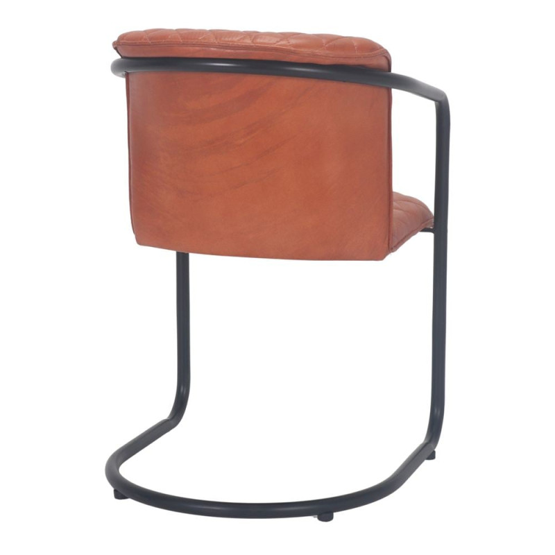 Chaise cantilever industrielle cognac métal noir 53x66x81 cm Mapeu  - 4