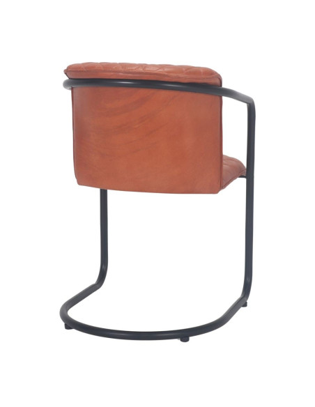 Chaise cantilever industrielle cognac métal noir 53x66x81 cm Mapeu  - 4