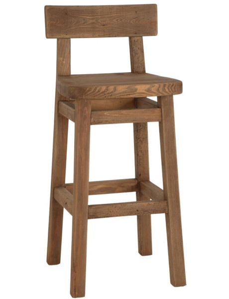 Tabouret de bar pin recyclé naturel 42x45x99 cm Gozei  - 1