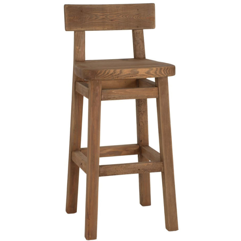 Tabouret de bar pin recyclé naturel 42x45x99 cm Gozei  - 1