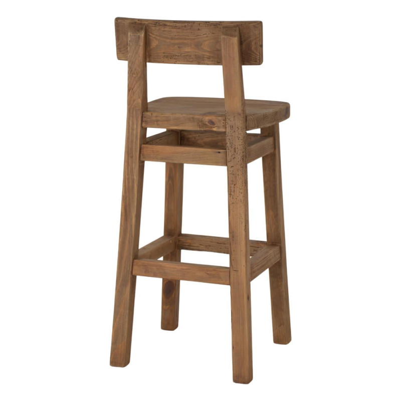 Tabouret de bar pin recyclé naturel 42x45x99 cm Gozei  - 5