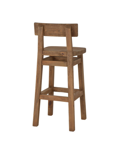 Tabouret de bar pin recyclé naturel 42x45x99 cm Gozei  - 5