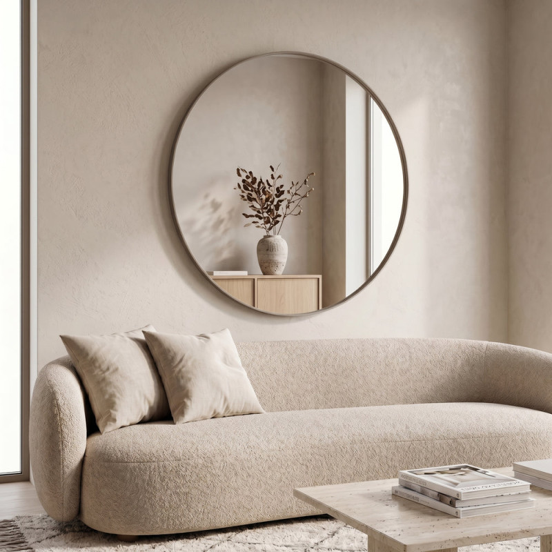 Miroir rond métal taupe Ø80 cm On The Wall Housevitamin - 2