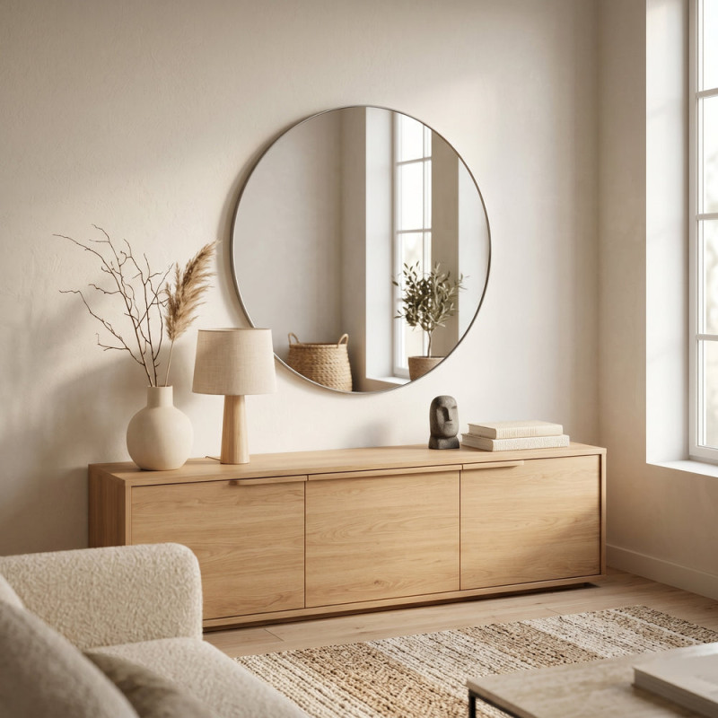 Miroir rond métal taupe Ø80 cm On The Wall Housevitamin - 3