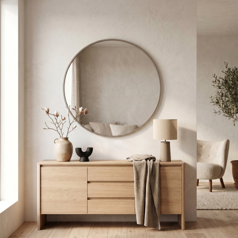 Miroir rond métal taupe Ø80 cm On The Wall Housevitamin - 4