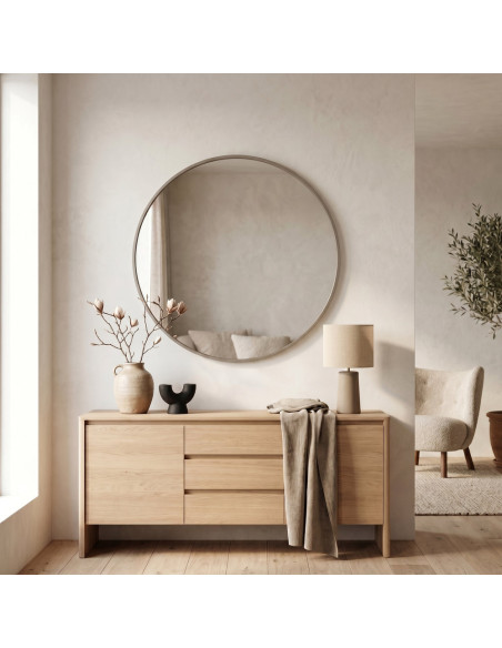Miroir rond métal taupe Ø80 cm On The Wall Housevitamin - 4
