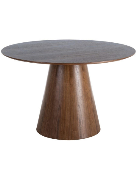 Table à manger ronde effet noyer en MDF 120 cm Tineo Ixia - 1