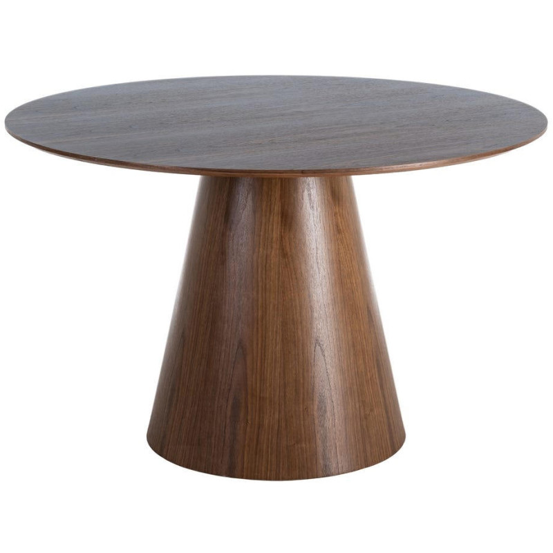 Table à manger ronde effet noyer en MDF 120 cm Tineo Ixia - 1