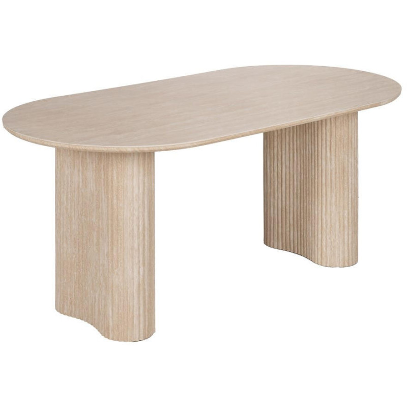 Table à manger ovale effet travertin beige 180 cm Nezas Ixia - 1