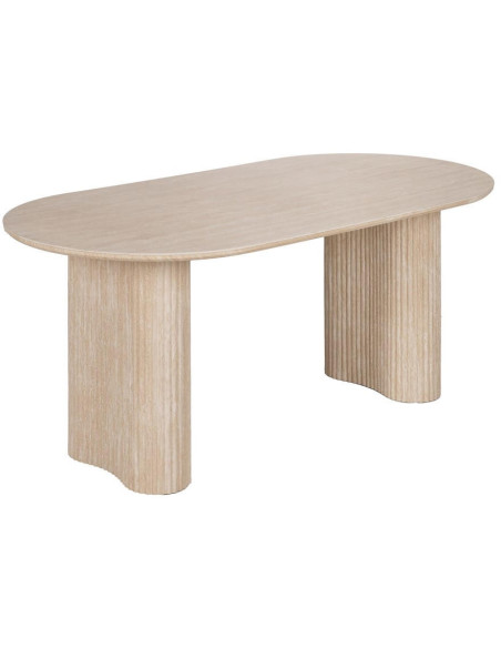 Table à manger ovale effet travertin beige 180 cm Nezas Ixia - 1