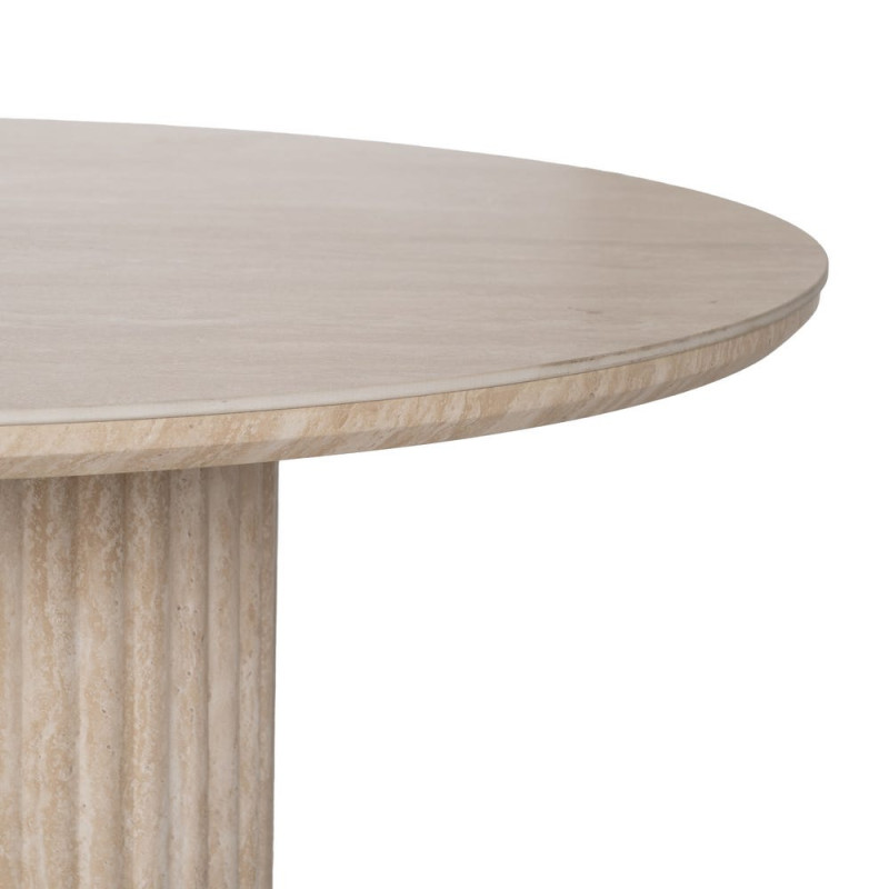 Table à manger ovale effet travertin beige 180 cm Nezas Ixia - 4