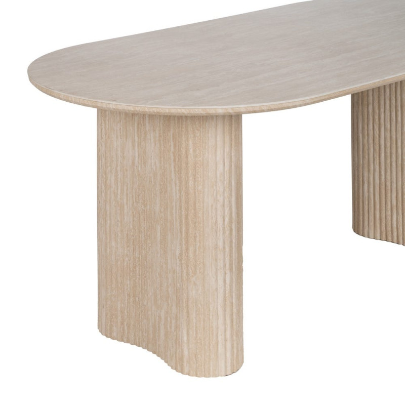 Table à manger ovale effet travertin beige 180 cm Nezas Ixia - 5